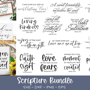 Pacote SVG de Escrituras - 14 designs de placas de versículos bíblicos - Pacote SVG de versículos bíblicos | SVG religioso | Citação de Escrituras | Design de placas cristãs