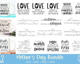 Mother's Day Quotes Bundle Vol. 2 - 16 Mother's Day Digital Cut Files - svg, dxf, png, eps