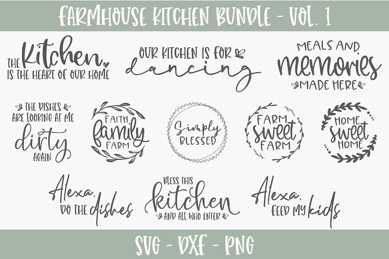 Farmhouse Kitchen Svg Bundle, Farmhouse Sign Svg, Kitchen Svg, Family ...