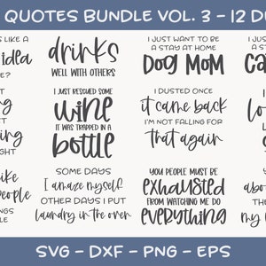 Lot de citations drôles, vol. 3 - 12 modèles - svg, dxf, png, eps