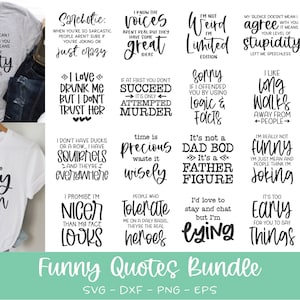 Funny Quotes Bundle - 20 Funny Digital Cut Files - svg, dxf, png, eps