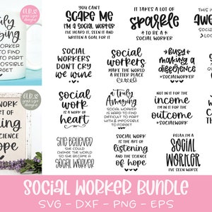 Maatschappelijk werker SVG-bundel - 15 sociaal werk digitale snijbestanden - svg, dxf, png, eps