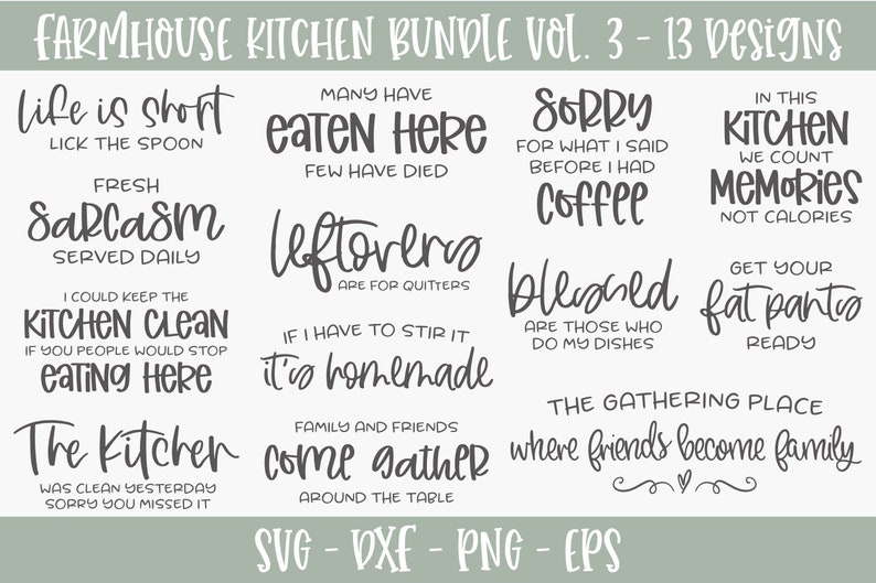 Farmhouse Kitchen Svg Bundle, Farmhouse Sign Svg, Kitchen Svg, Family ...