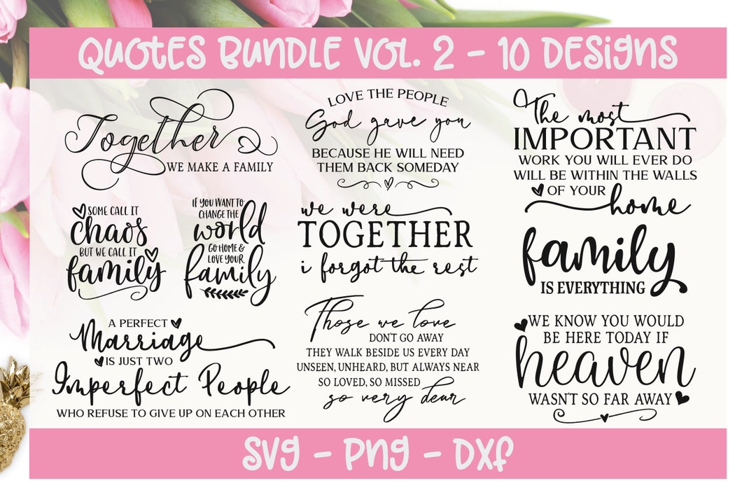 Quotes Bundle Vol. 2 - 10 Digital Cut Files - SVG, DXF & PNG - Etsy