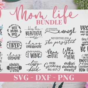 Pacote Vida de Mãe - 21 Designs Vida de Mãe - Arquivos de Corte Digital - SVG, DXF e PNG