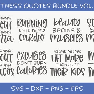 Lot de citations sur la forme physique VOL. 2 à 8 fichiers numériques découpés - svg, dxf, png, eps
