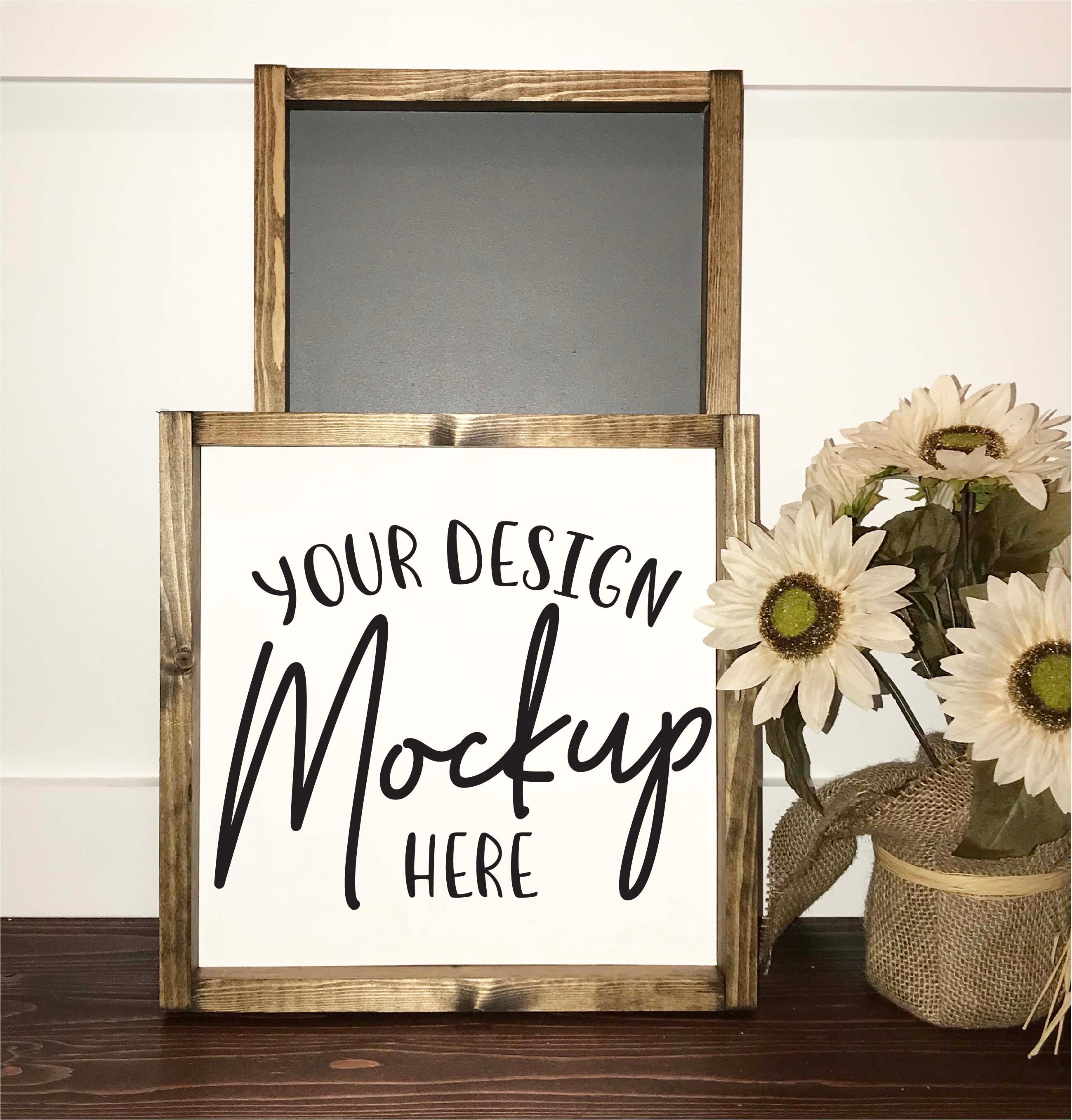 Download Wood Sign Mockup Digital Mock Up Square Sign Mockup | Etsy