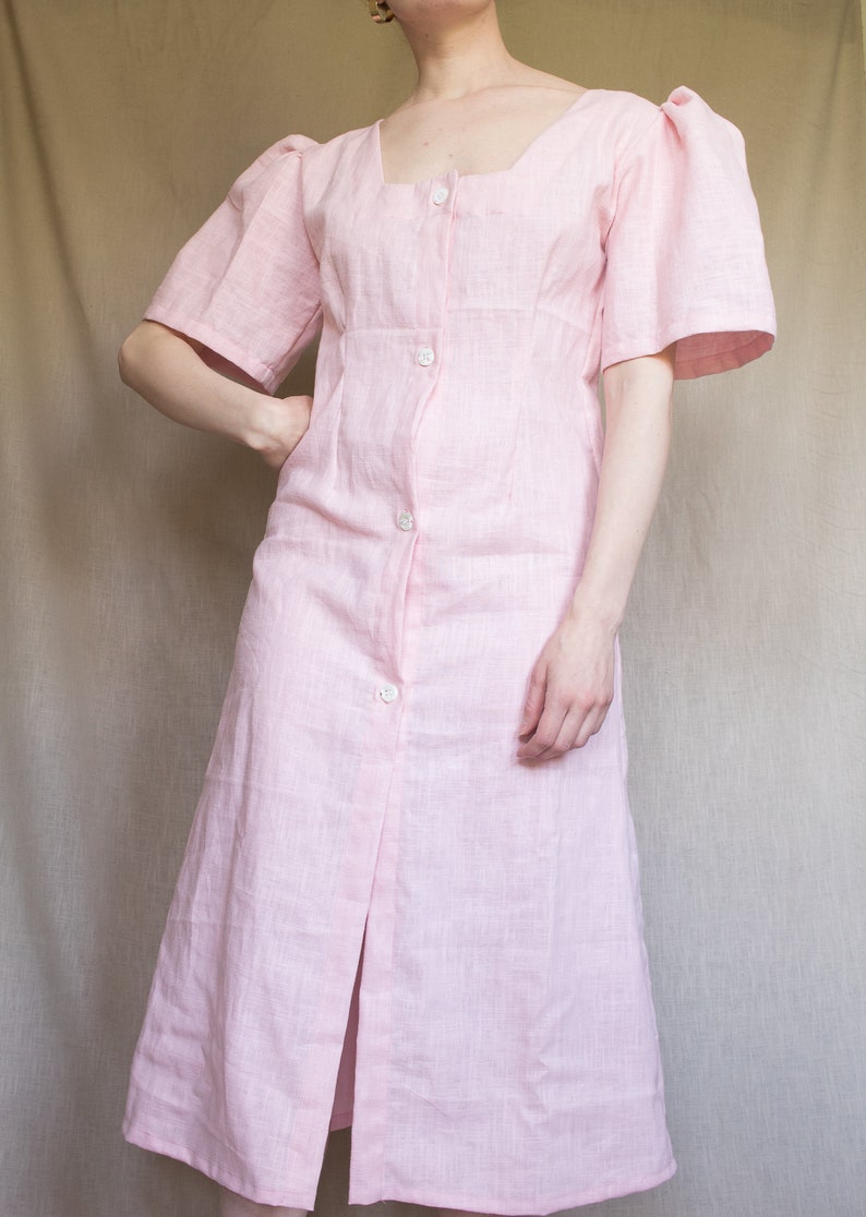 blush pink linen dress