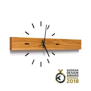 Wanduhr modern aus Massivholz Eiche – leise Holzuhr im skandinavischen Design – Handmade in Germany -  für Wohnzimmer, Esszimmer und Küche