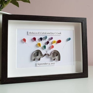 Regalo de aniversario personalizado Primer aniversario de boda, regalo de boda Nuevo regalo de bebé, imagen acolchada de papel, aniversario de papel, regalo gemelo