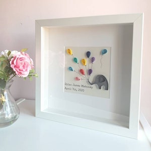 Personalisiertes neues Baby Geschenk, Baby Elefant Regenbogen Bild, Taufe, Taufe, Taufe, Zeremonie Geschenk, Regenbogen-Baby-Kinderzimmer Dekor, Neugeborene