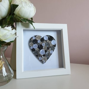 Cuore d'amore quilling di carta monocromatica, primo anniversario, regalo di nozze, anniversario di carta, regalo di San Valentino, cuore di carta, regalo di nozze