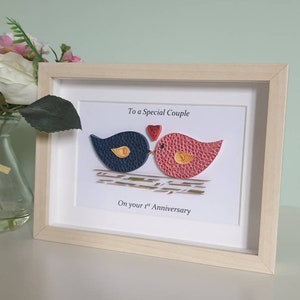 Wedding Gift, 1st Anniversary, Paper Anniversary, Love birds, Paper Quilling, Framed wall art, personalised picture, girlfriend gift, lovers image 10