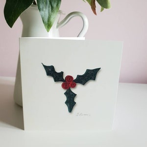 Hulst Kerstkaart, feestelijke kaart, vakantie hulst, papier gewatteerd ontwerp, vakantiekaart, Vrolijk Kerstfeest, multipack kaarten, Kerst selectie