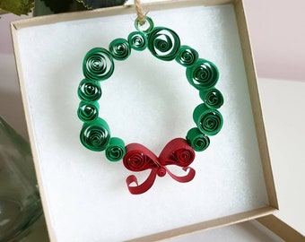 Paper Christmas Wreath Christmas tree decoration, paper quilling, Christmas decoration, Plastic free, festive decoration, Xmas wreath dec