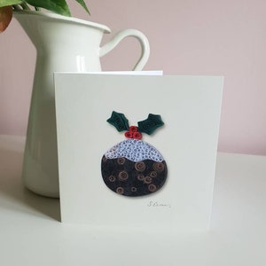 Christmas Pudding Card, feestelijke kaart, vakantie pudding, papier gewatteerd ontwerp, kerstkaart, Vrolijk kerstfeest, multipack kaarten, plum pudding