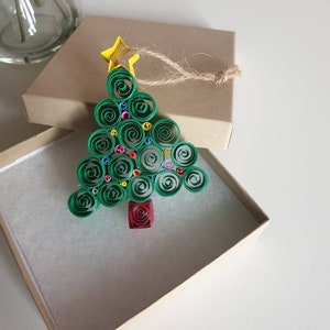 Sapin de Noël en papier, décoration d'arbre de Noël, papier quilling, décoration de Noël, décoration sans plastique, décoration de fête, vacances
