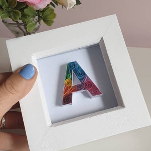 Small monogram initial picture, rainbow letter, mini monogram, rainbow letter, miniature monogram, small gift, cheap gift