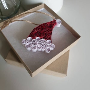 Paper Santa Hat, Christmas tree decoration,  paper quilling, Christmas decoration, Plastic free decoration, festive decoration, holiday hat