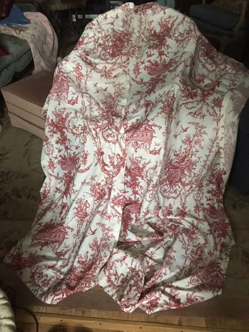 French Red Toile Curtains With Beautiful Details William Etsy