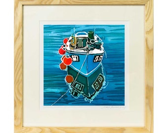 Cornish Tug - tug print, sea art, tugboat print, tug boat, seaside art, seaside print, sea print, coastal print, cornwall harbour scene