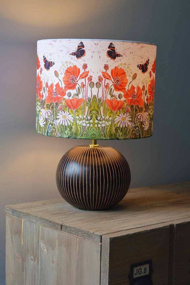 Red Admirals and Poppies Lampshade Butterfly Lampshade Etsy
