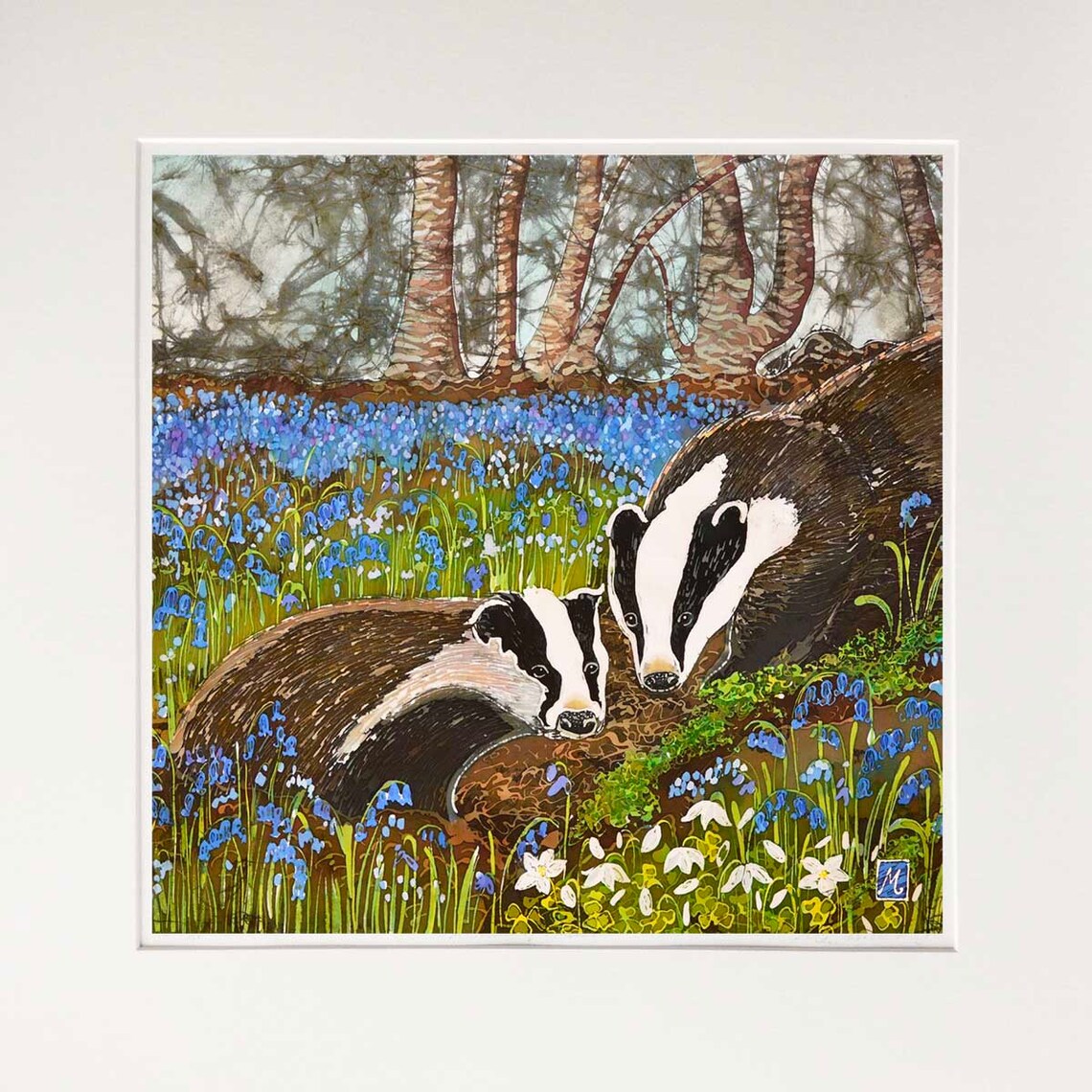 Badger Print Woodland Creatures Fine Art English Countryside Animals badger-print-woodland-creatures-fine-art-english-countryside-animals