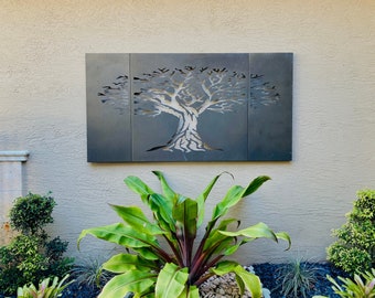 Laser-Cut Tree of Life Corten Steel Modular Decorative Panel