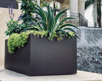 Black, Bronze, or Gray Steel Box Planters