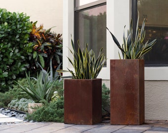 Corten Steel Column Planter