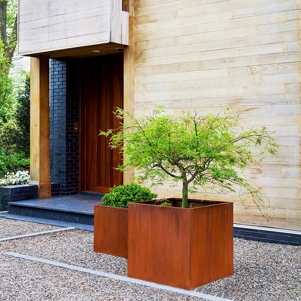 Corten Steel Cube Planters