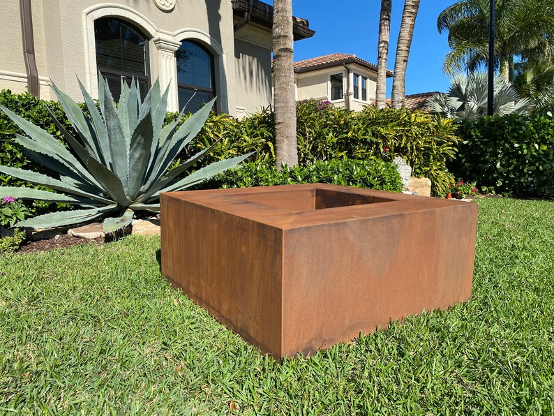 Square Corten Steel Fire Pit Etsy