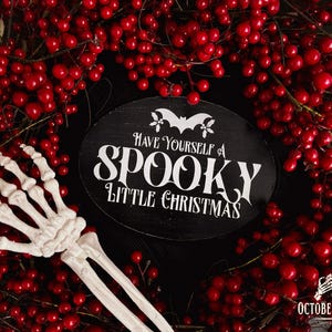 Spooky Christmas Wood Wall Plaque: Gothic Holiday Decor, Gothmas, Creepmas