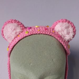 Bear Ears Headband, Pink Teddy Bear Bonnet