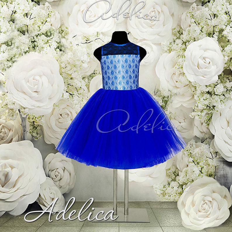 Blue Knee Length Flower Girl Dress