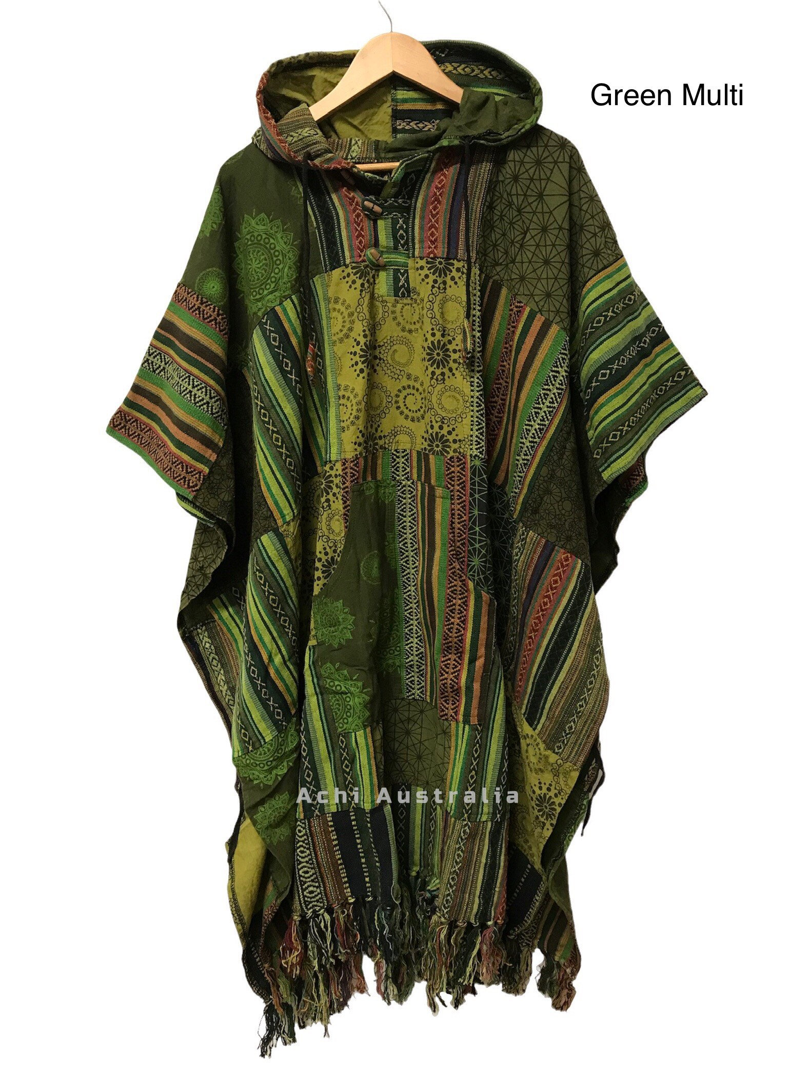 Boho Hippie heavy Cotton Patchwork Poncho