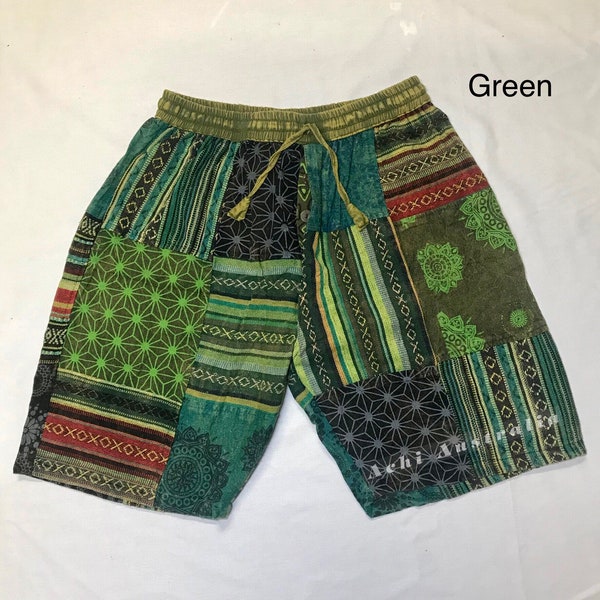 Hippie mens patch shorts