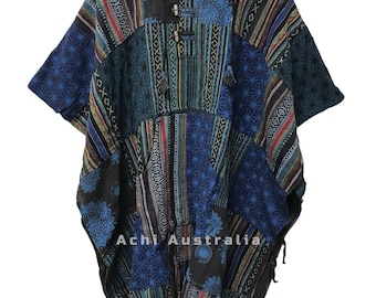 heavy Cotton Patchwork Poncho for both men and women