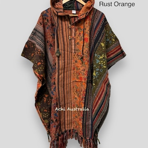 Happy Mushroom Baumwoll Patch Poncho für Männer und Frauen