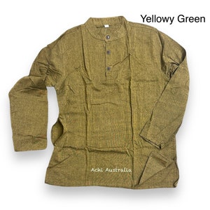 Herren Baumwolle Langarm Schlichtes Kurta Oberteil
