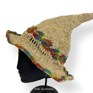 Pixie hood Rainbow cotton/hemp Hat for Hippie Men & Women