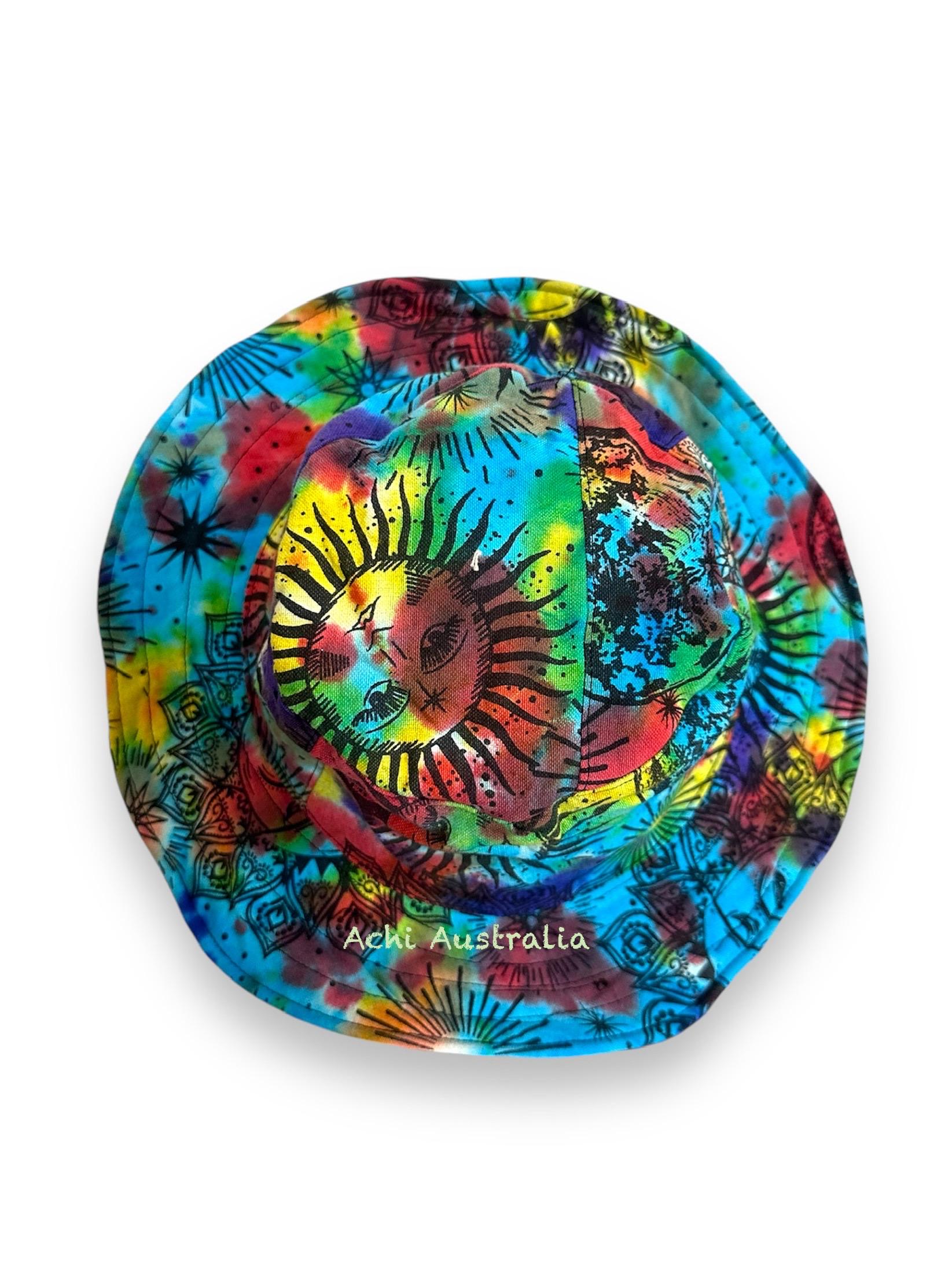 Rainbow Cotton Tie Dye Sun & Moon Hat With Extra Lining - Etsy display picture 1