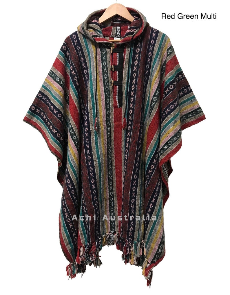 Hippie Poncho New Arrival Red Green Multi