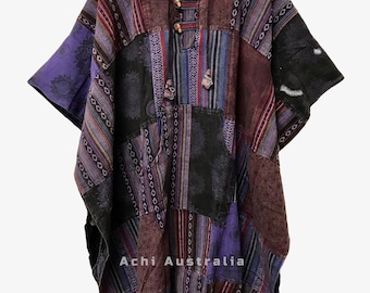 heavy Cotton Patchwork Poncho for both men and women