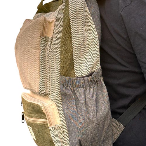 Multi pocket Hemp cotton blend backpack Amazon.com: KayJayStyles Natural Handmade Large Multi Pocket  main image 3