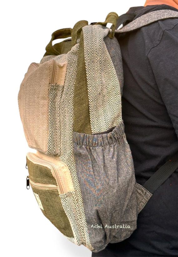 Handmade Hemp Cotton Multi-pocket Backpack Small 3 L Backpack All Natural Handmade Multi Pocket Hemp  main image 3