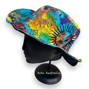 Rainbow cotton tie dye sun & moon Hat with extra lining