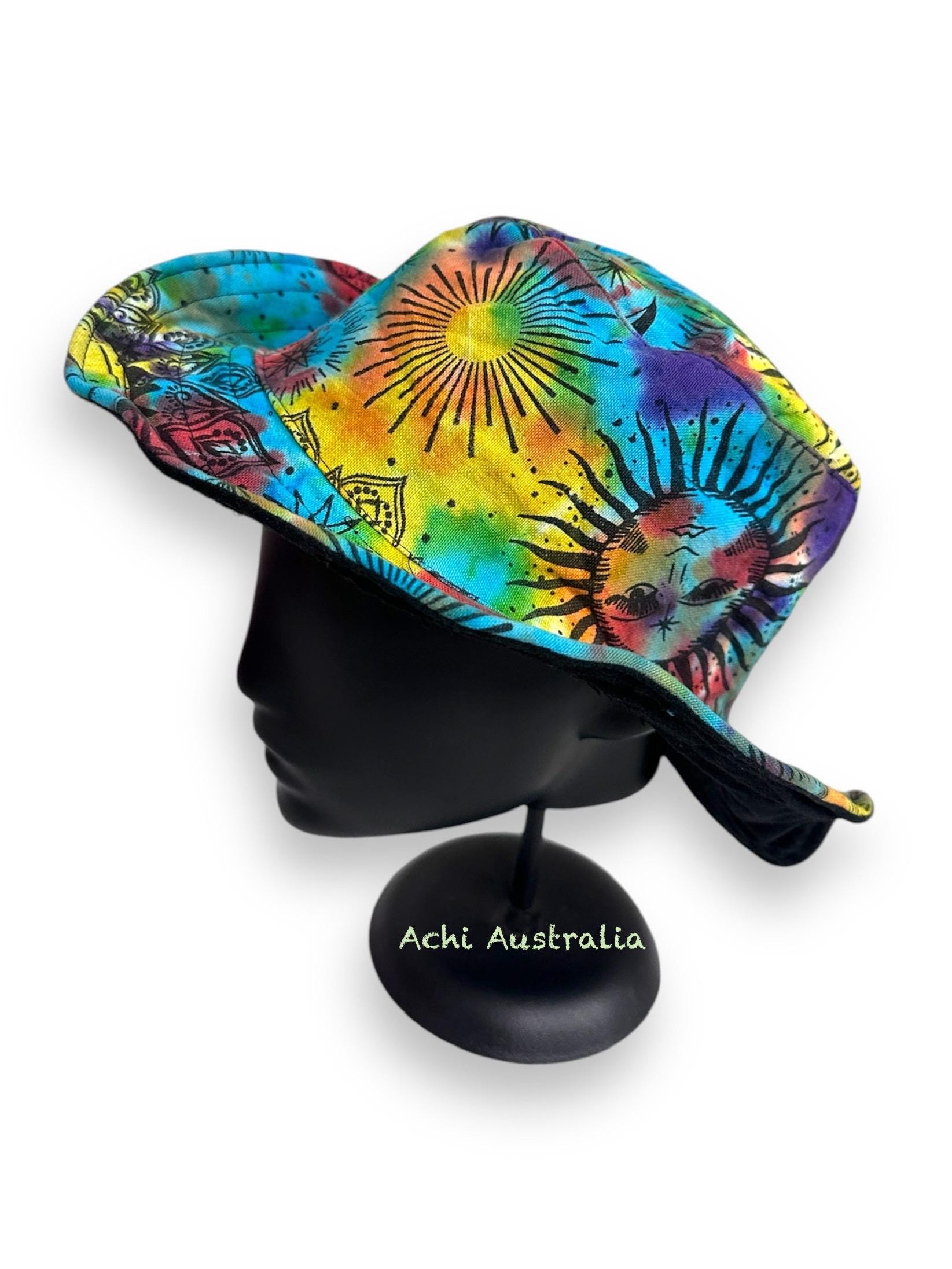 Rainbow Cotton Tie Dye Sun & Moon Hat With Extra Lining - Etsy