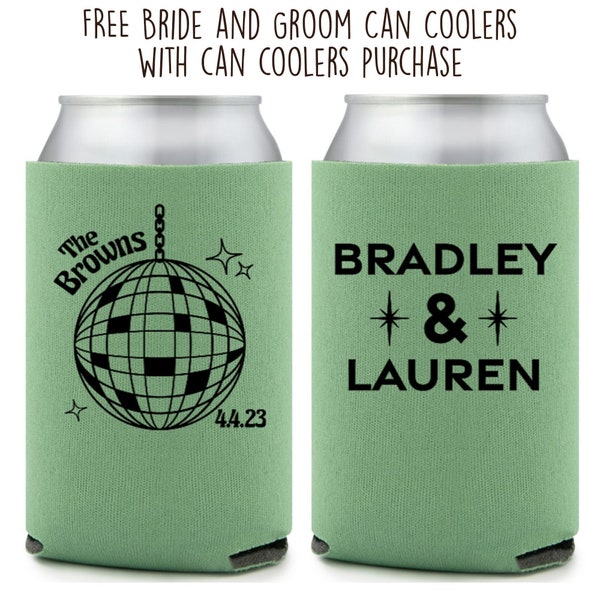 Custom Disco Wedding Can Coolers Wedding Customized Dance Theme Wedding 12oz Wedding Favor Engagement Wedding Coozie Insulator Bachelorette