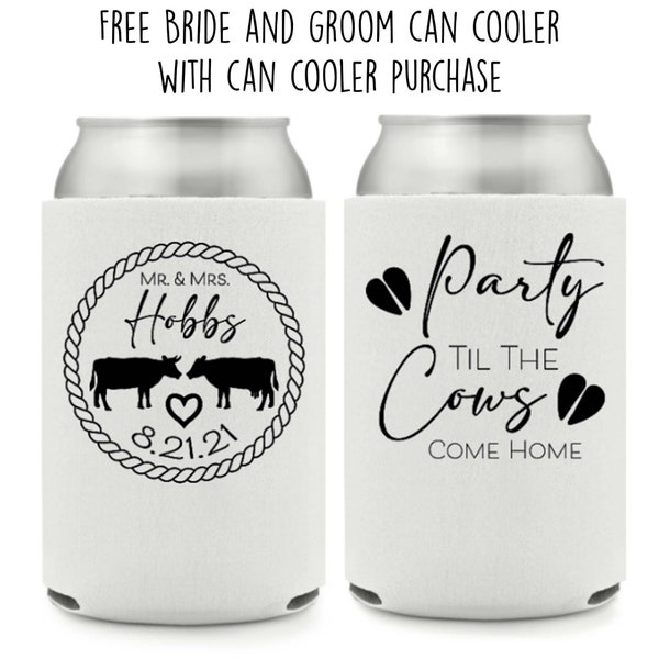 Custom Country Wedding Can Coolers Wedding Can Cooler Beer Holder Farm Theme Wedding Farmer Can Cooler Rural Wedding Beverage Insulator 12oz